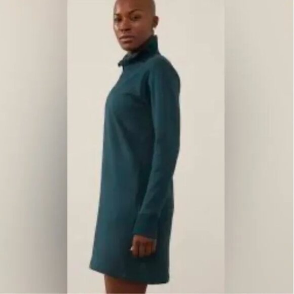 NWT Athleta Cozy Karma 1/2 Zip Dress in color Cypress - Picture 4 of 8